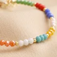 Close Up of Beads on My Doris Set of Three Rainbow Beaded Anklets 