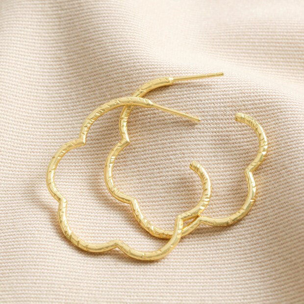 My Doris Etched Flower Hoop Earrings in Gold My Doris Etched Flower Hoop Earrings in Gold