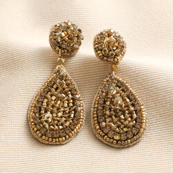 My Doris Gold Beaded Teardrop Drop Earrings