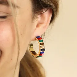 My Doris Large Rainbow Hoop Earrings in Gold