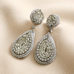 My Doris Silver Beaded Teardrop Drop Earrings