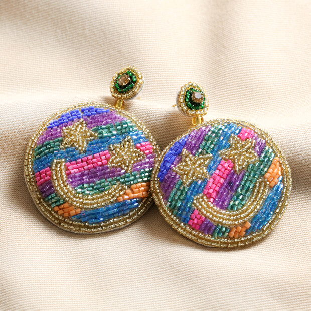 My Doris Rainbow Smiley Beaded Drop Earrings My Doris Rainbow Smiley Beaded Drop Earrings