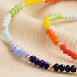 Close Up of Beads on My Doris Rainbow Beaded Necklace in Gold