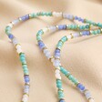 My Doris Set of Three Blue Beaded Necklaces Beads on Beige Fabric