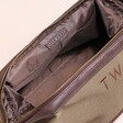 Inside Personalised Men's Canvas Wash Bag in Brown