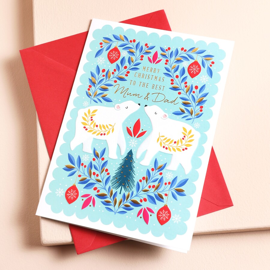 Mum and Dad Polar Bears Christmas Card | The Art File | Lisa Angel