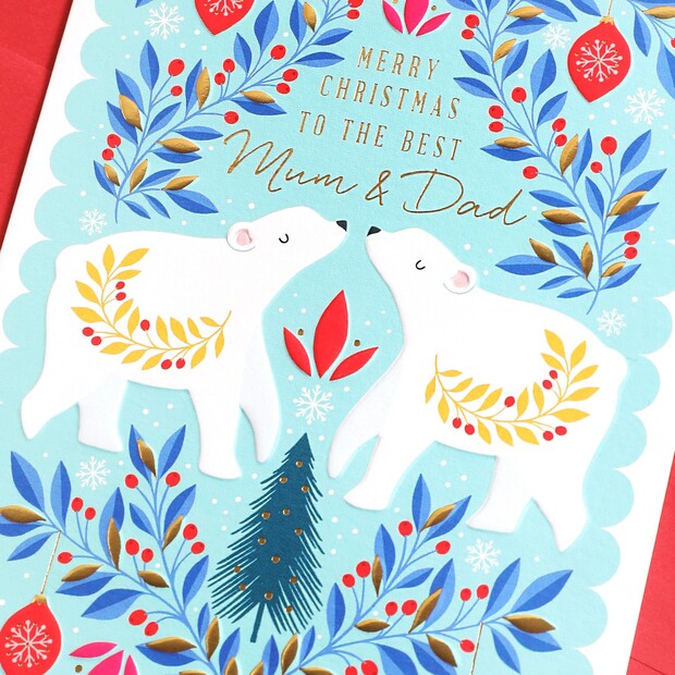 Mum and Dad Polar Bears Christmas Card | The Art File | Lisa Angel
