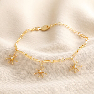 Star and Crystal Paperclip Chain Bracelet in Gold