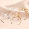 Bow Snake Chain Stud Earrings in Silver and Gold