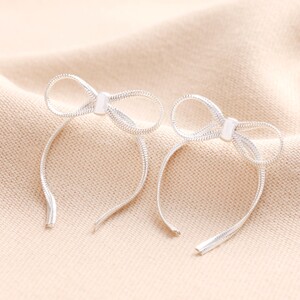 Bow Snake Chain Statement Stud Earrings in Silver