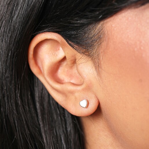 Sterling Silver Opal Heart Stud Earrings Sterling Silver Opal Heart Stud Earrings