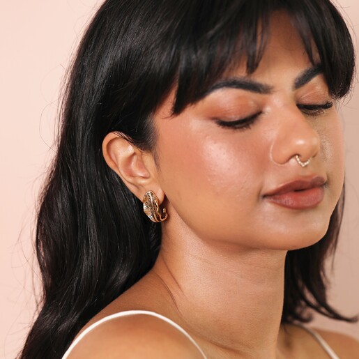 Oversized Feather Stud Earrings in Gold