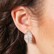 Oversized Feather Stud Earrings in Silver