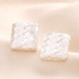 Square Woven Stud Earrings in Silver