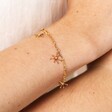 Model Shot of Star and Crystal Paperclip Chain Bracelet in Gold