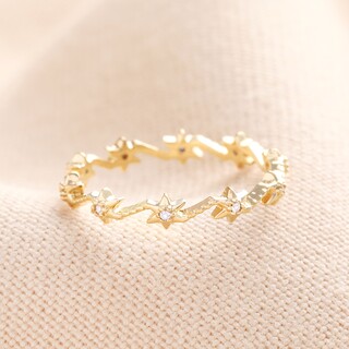 Sterling Silver Crystal Star Ring in Gold