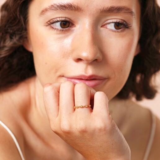 Model Shot Model Shot of Sterling Silver Crystal Star Ring in Gold