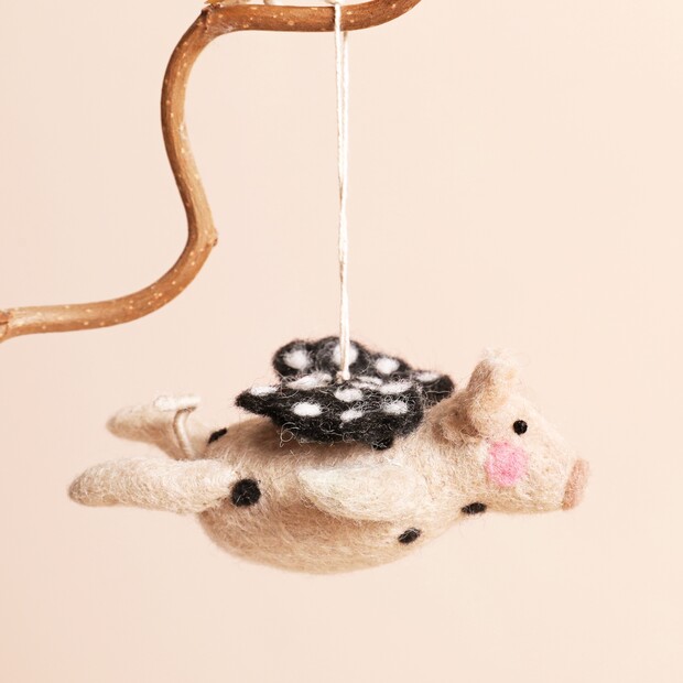 Afroart Flying Pig Felt Hanging Decoration