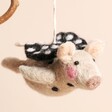 Close Up of Flying Pig Felt Hanging Decoration