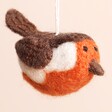 Close Up of Winter Robin Felt Hanging Decoration