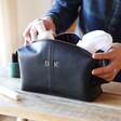 Personalised Embroidered Initials Washbag in Black