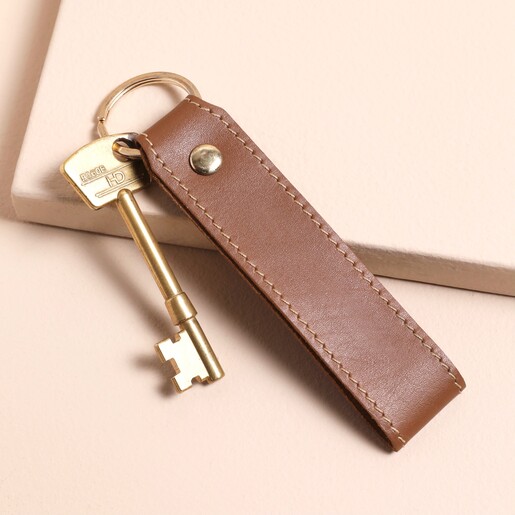 Men's Leather Keyring in Tan Men's Leather Wallet and Keyring Gift Set in Tan