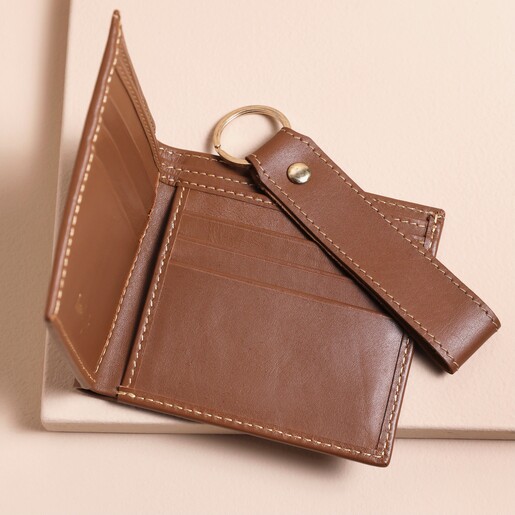 Men's Leather Keyring in Tan Men's Leather Wallet and Keyring Gift Set in Tan