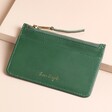 Personalised Women's Leather Card Purse in Green