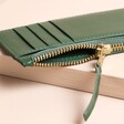 Personalised Women's Leather Card Purse in Green