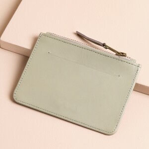 Minimal Leather Purse in Sage Green