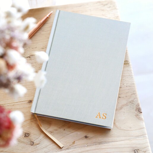 Personalised Initials Blue Fabric Notebook
