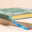 Green Floral Daily Gratitude Journal with blue silk bookmark