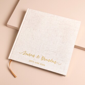 Personalised Square Wedding Guest Book with Ribbon