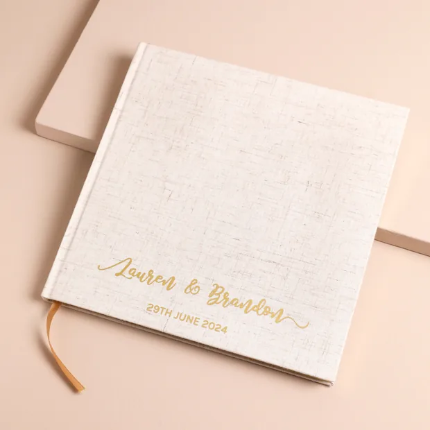 Personalised Square Wedding Guest Book with Ribbon Personalised Square Wedding Guest Book with Ribbon