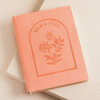 Pink Vegan Leather Embossed Notebook on Beige Background