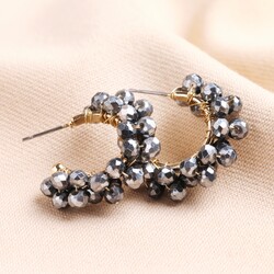 Big Metal London Marina Cluster Beaded Hoop Earrings in Gold