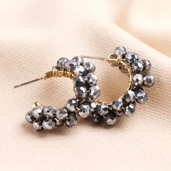 Big Metal London Marina Cluster Beaded Hoop Earrings in Gold