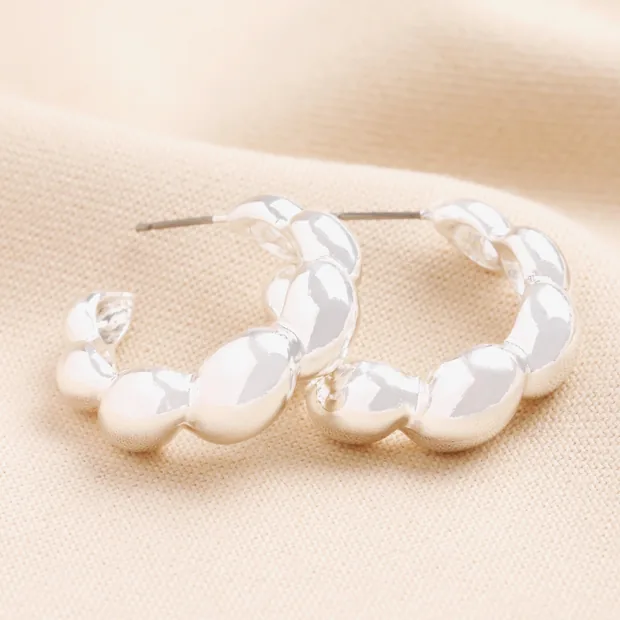 Big Metal London Layla Large Dotted Hoop Earrings in Silver Big Metal London Layla Large Dotted Hoop Earrings in Silver