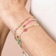 Close Up Model Shot for Big Metal London Set of 3 Pastel Beaded Bracelets in Gold