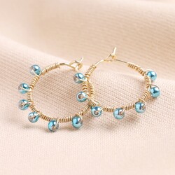 Big Metal London Svetla Beaded Hoop Earrings in Blue