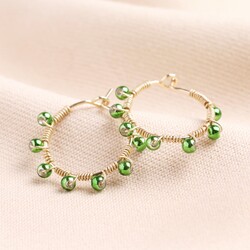 Big Metal London Svetla Beaded Hoop Earrings in Green