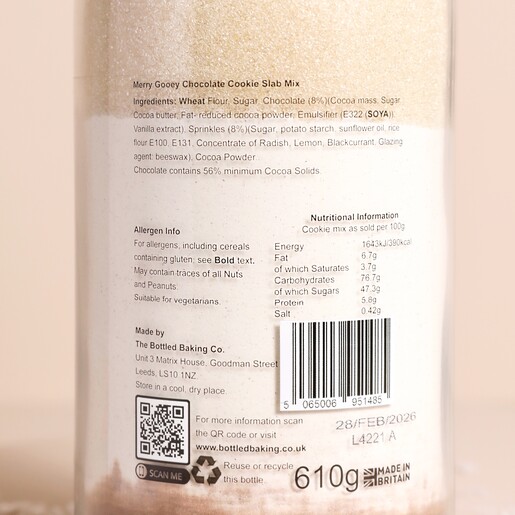 Merry Gooey Chocolate Cookie Slab Mix back of label