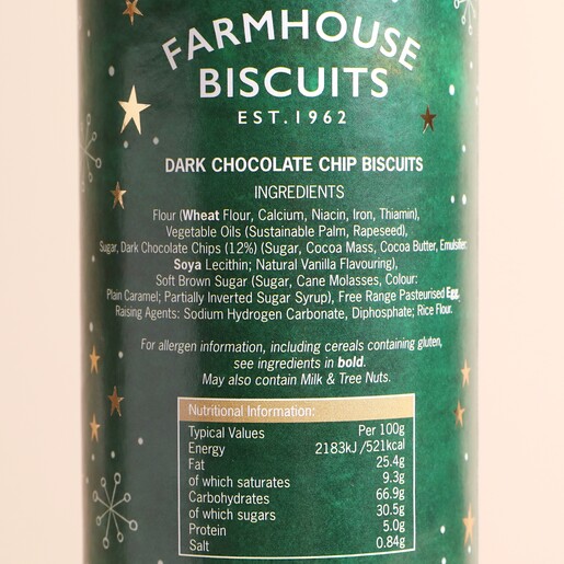Ingredients for the Farmhouse Christmas Chocolate Chip Biscuits Santa Tube