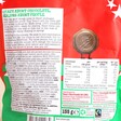 Back label of chocolates with ingredients and information