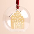 Close Up of Personalised Gingerbread House Christmas Dome Bauble