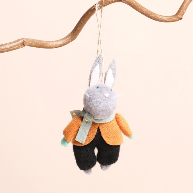 Little Bear Co Walking in a Winter Wonderland Bunny Hanging Decoration