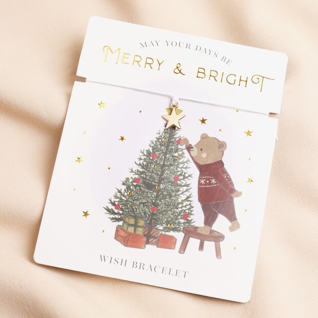 Little Bear Co Christmas Star Wish Bracelet With Gift Writing Card