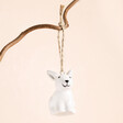 Send with Love Bunny Hanging Decoration on a Beige Background