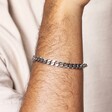 Close Up Men's Sterling Silver Curb Chain Bracelet on Model