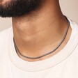 Close Up of Men's Sterling Silver Foxtail Chain Necklace on Model